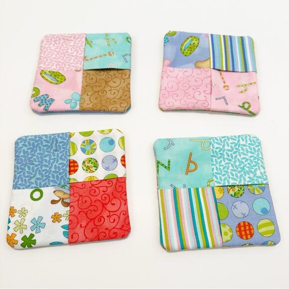 Handmade Dog Puppy Canine Cloth Square Coasters - Picture 1 of 2